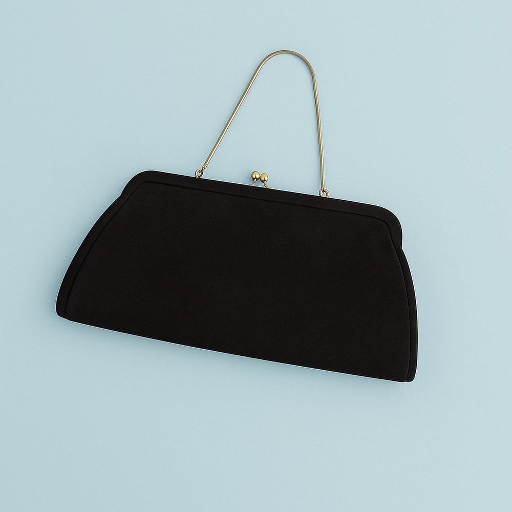 Vintage Black Clutch with Gold Handle